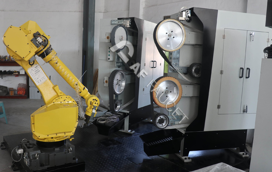 2台のロボット細胞が付いているコックの産業自動ロボット粉砕機